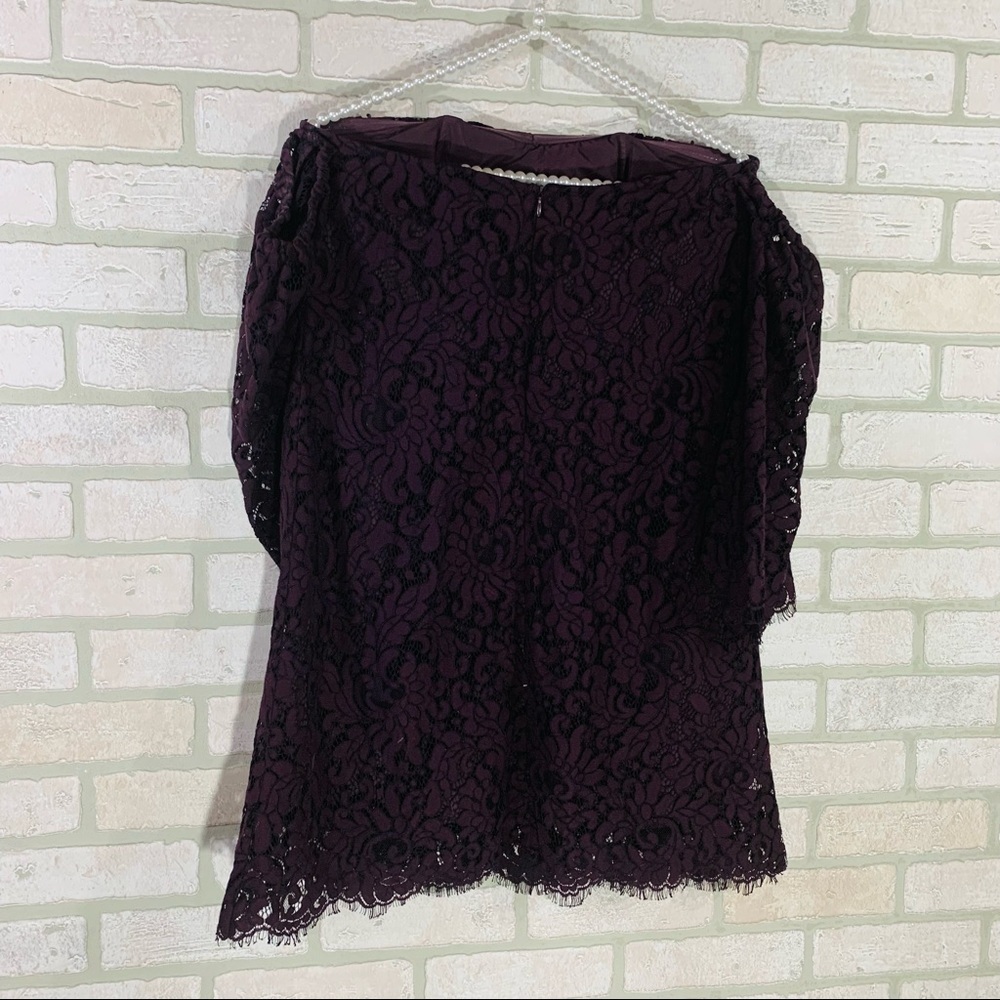 Cupcakes and Cashmere Adalira Off The Shoulder Lace Dress in Aubergine Size 2 - Picture 8 of 10